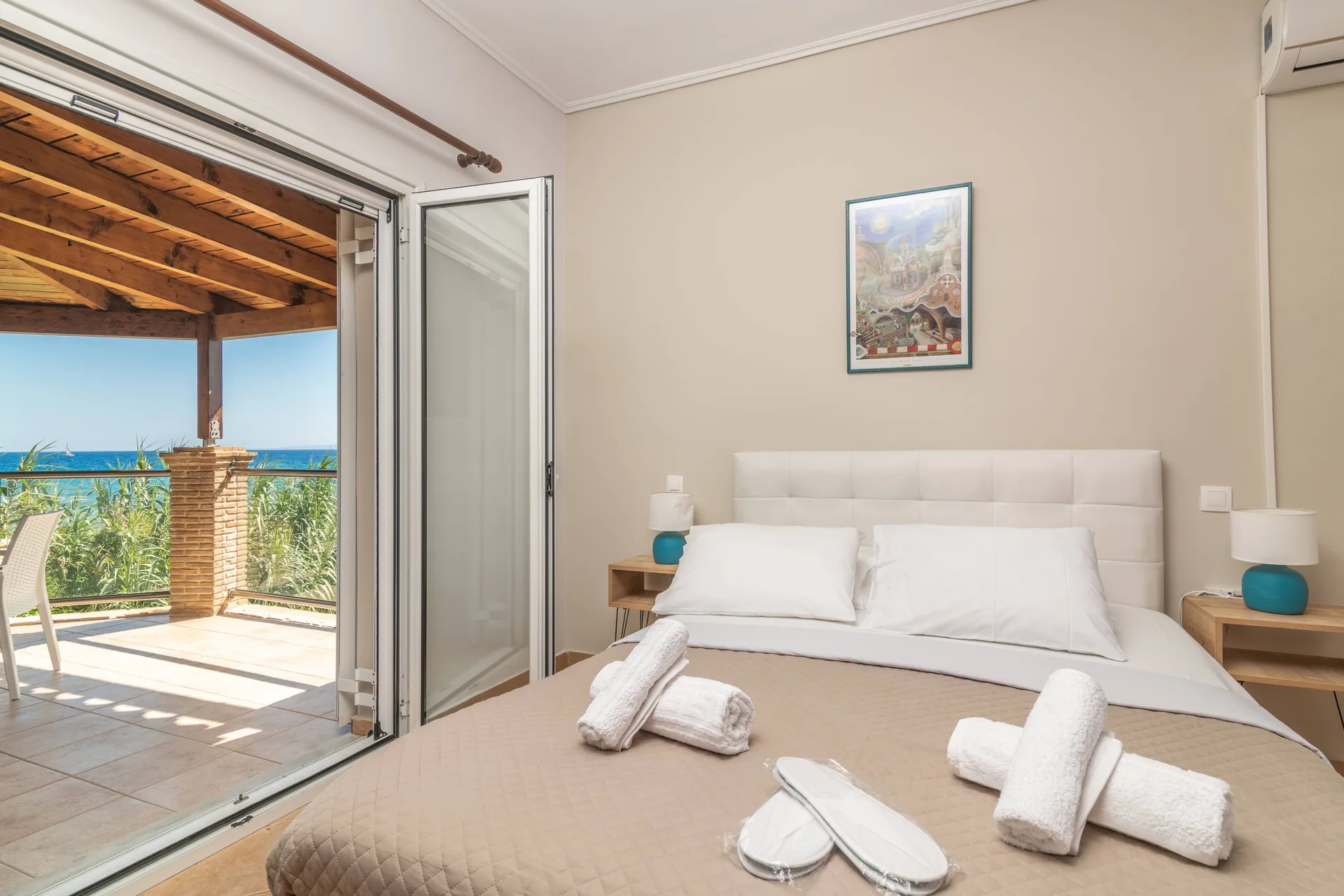 Sunlit bedroom at the villa